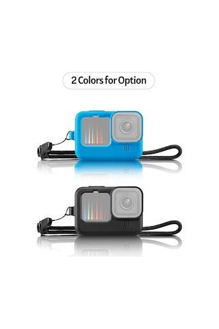 Jeehugo Gopro Hero 9/10 Kamera Korumalı Silikon Kılıf - Lens Kapağı Ve Kayıp Engelleme Eldiveni İle Tam Koruma Aksesuarı