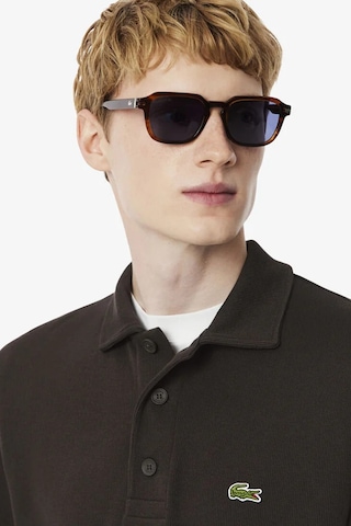 Lacoste Men's Classic Fit Sweatshirt Polo Yaka Düğmeli Organik Pamuk Fitilli Erkek Sweatshirt Kahverengi