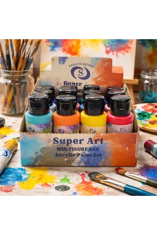 Superart Akrilik Boya Seti 12'lı 50 Ml Çok Renkli