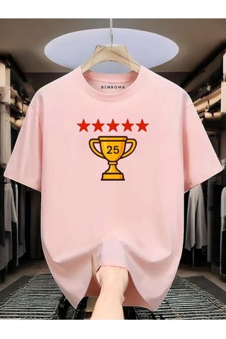Şampiyonluk Baskılı Unisex Tişört Pembe