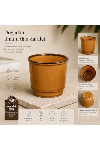 Porselen Kulpsuz Kiremit Rengi Espresso Fincan Bardak