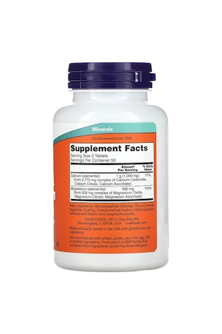 Now Foods, Calcium Kalsiyum & Magnesium Magnezyum , 100 Tablet