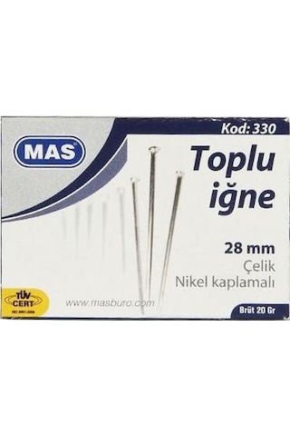 Mas 330 Toplu İğne 20 Gr. Nikelli 28 Mm.