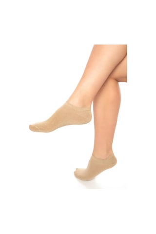 Saysez Bambu Kadın Sneaker Bej Çorap Dikişsiz Görünmez Bilekte Spor Çorap Premium 4'lü Paket Renkli