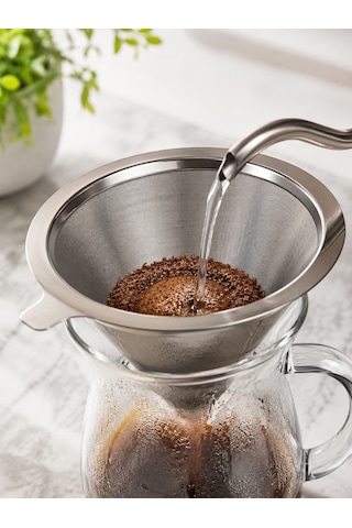 Metal Kahve Filtresi Konik İnce Mesh Demleme Süzgeci Tekrar Kullanılabilir Pour Over Kahve Demleme Aparatı