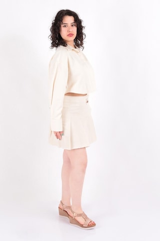 Hadise 3966 Kadın Armalı Pileli Mini Etek Ss YELGET003966-R0152 Bej