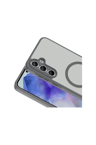 Samsung Galaxy Uyumlu A55 Kılıf M-safe Şarj Özellikli Zore Babet Kapak - Gri