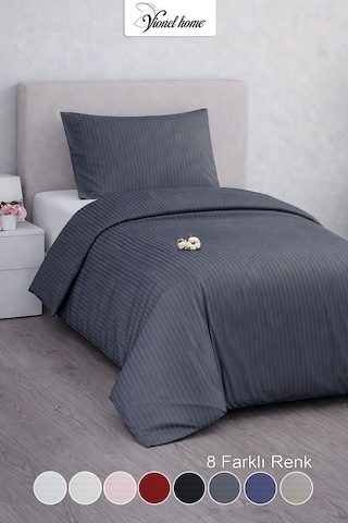 Tek Kişilik %100 Pamuk Saten Nevresim Seti Premium Seri 8 Renk Seçeneği 160x220 Antrasit