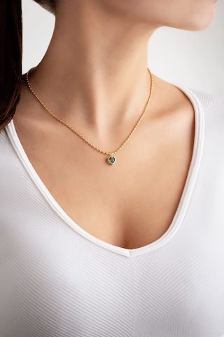 Mistik Kalp 18 Ayar Sarı Altın Kaplama 45 Cm Gümüş Minimal Kolye