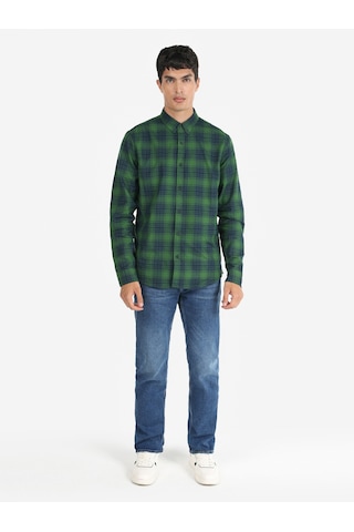 Colin's Colins Slim Fit Kareli Yeşil Erkek Uzun Kol Gömlek Yeşil