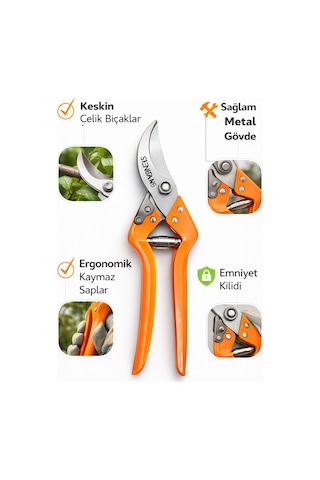 Senbang Profesyonel Budama Makası Keskin Çelik Bıçaklı Ergonomik Elma Dal Kesme Makası