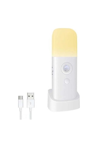Willowhaven Taşınabilir Led Hareket Sensörlü Gece Lambası - 360 Isınık, 6m Algılama, 5 Seviye Parlaklık, Sos Fonksiyonu, 2000mah Batarya Beyaz Beyaz