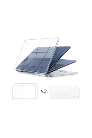 Apple Uyumlu MacBook Neo 13inç A18 Pro A3404 Kılıf +2adet Ekran Koruyucu +otg +klavye Koruyucu Şeffaf