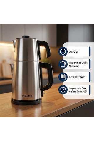 Miletto MT20R 1.7 L Gizli Rezistanslı Otomatik Çay Makinesi