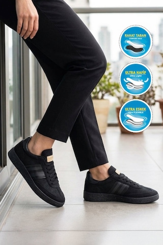 Grijak Siyah Bağcıklı Esnek Unisex Spor Ayakkabı 015 G
