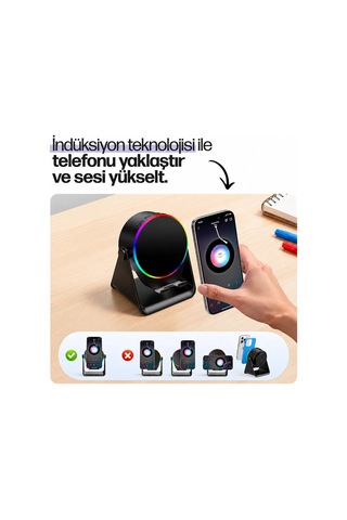 Soundpad 5ın1 - 5w - 2000mah Temas İle Ses Yükseltme - Telefon Stand - Usb-c Şarj Beyaz İndiksiyon Ses Yükseltici Bluetooth Hoparlör Speaker Ekd-s11 5580