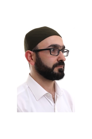 Koyu Haki Kışlık Çapraz Desenli Dokuma Takke