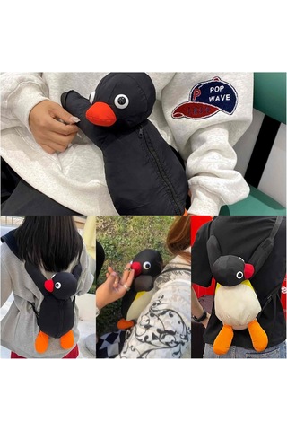 Dofolink Penguen Şekilli Nylon Sırt Çantası - 70cm Askı, 18x38x8cm, 0.1kg - Dayanıklı, Hafif Ve Pratik Günlük Kullanim Çok Renkli