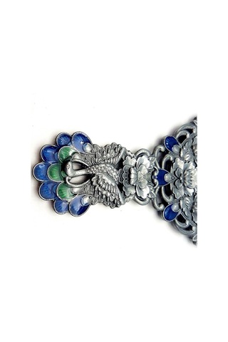 Ctbx Vintage Sap Peacock Tarak İki Parçalı Taşınabilir Makyaj Aynası Bakır