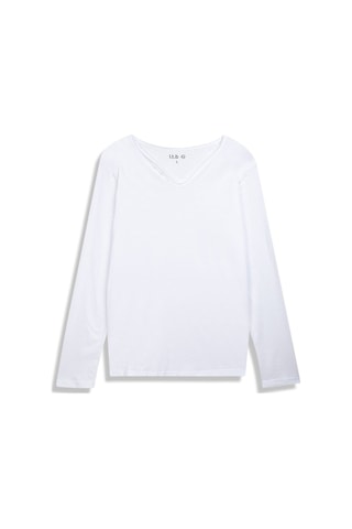 Ltb Uzun Kollu V Yaka Önü Düğmeli Beyaz Sweatshırt Beyaz 2XL