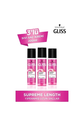 Gliss Sıvı Saç Kremi 200ML Supreme Length X 3 Adet