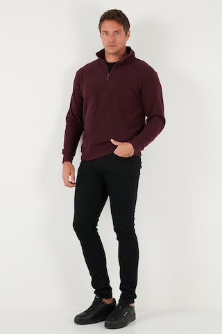 Buratti Pamuklu Regular Fit Yarım Fermuarlı Dik Yaka Erkek Kazak 456112 Mürdüm