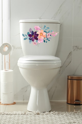 Klozet Sticker Sulu Boya Çiçekler Banyo Tuvalet Dekoratif Sticker