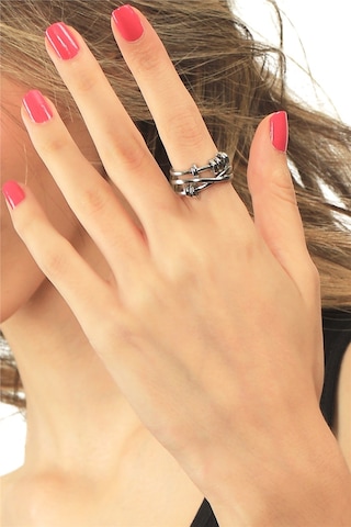 Kadın Gümüş Renk Lak Kaplama Dolama Model Ayarlanabilir Stres Yüzük Gümüş