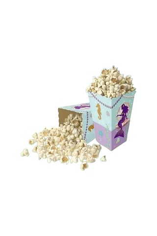 Mısır Kutusu Pırıltılı Deniz Kızı Temalı Pop Corn Kutusu Parti Malzemesi