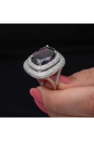 Casera's Gümüş Ametist Taşlı Kadın Yüzük Csr2185509 Gümüş