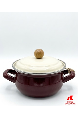 Emaye Mini Tencere Bordo