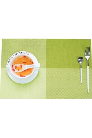 Placemat Aşınmaya Dayanıklı Su Geçirmez Kaymaz Isı Yalıtımı Dikdörtgen Masa Mat Züccaciye Bardak Altlığı Yeşil