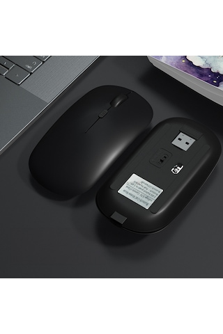 Apple Uyumlu MacBook Şarj Edilebilir Sessiz Mouse Bluetooth + 2.4hz Wifi