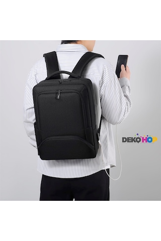 Laptop Sırt Çantası Yeni Nesil Usb Girişli Notebook Apple Uyumlu iPad Ve Günlük Eşya Taşıma Çantası Siyah Siyah