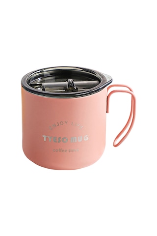 Tyeso Fiery Mug Vakumlu Paslanmaz Çelik Termal Kapaklı 350ml Pembe