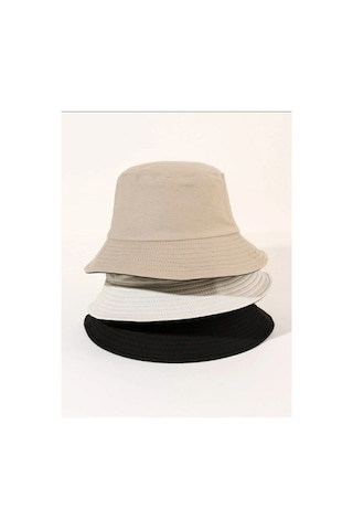 Caxis Unisex Bucket Balıkçı Şapka 3'lü Set Krem-bej-siyah