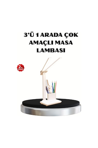 Kalemlik Ve Telefon Standlı Masa Lambası - Kısılabilir Led Işık Göz Dostu Tasarım Renkli