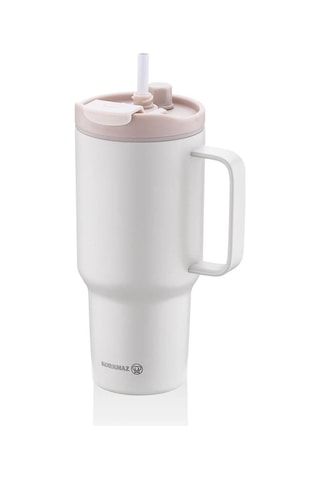 Korkmaz A5577-2 Freedom 1 Litre Bej Pipetli Bardak Termos Pembe