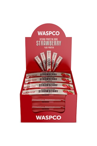 Waspco Vegan Protein Bar Çilekli 40g x 12 Adet