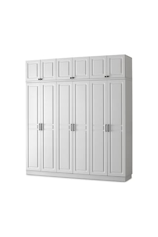 GuneyStore Sport 6 Kapaklı Komple MDF Yüklüklü Beyaz Gardırop
