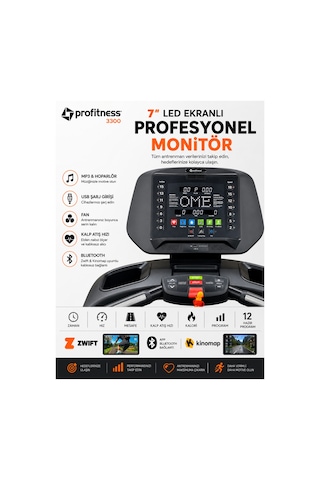 3300 Profesyonel Koşu Bandı 5.0 Hp Ac Motorlu, %20 Otomatik Eğimli, Bluetoothlu, 150 Kg Kapasiteli