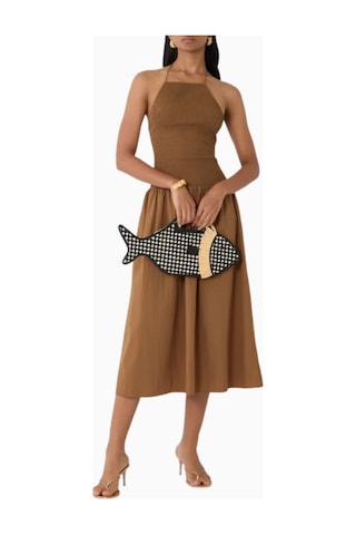 Staud Cleo Fish Basket Bag, Balık Sepeti Çanta, Rafya, Gündüz Ve Plaj Kullanımı Plaj Çantası Siyah