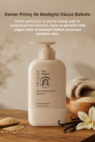 Midha Brown Rice Esmer Pirinç Özlü Nemlendirici ve Besleyici Vücut Losyonu 500 G