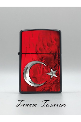 Türk Bayrağı - Benzinli Metal Çakmak Uv Baskı Türk Bayrağı - Benzinli Metal Çakmak Uv Baskı