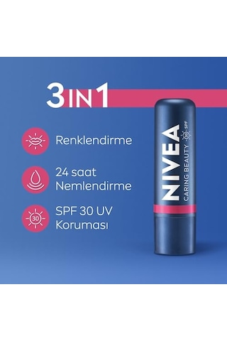 Tr Spf30 Pembe Renkli Dudak Bakım Kremi,4,8gr,24 Saat Nemlendirme,e Vitamini,organik Badem Yağı,shea Yağı,dudak Ve