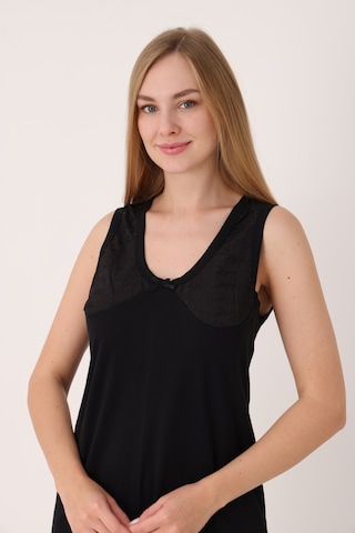 Yasar Underwear Kadın Uzun,kolsuz %100 Pamuk Elbise İçliği Kombinezon Siyah Siyah