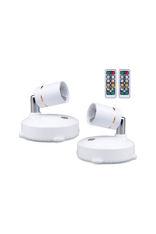 Vkemall Tl005-sın Pilli Led Spot Işık 2 Lümp+2 Kumanda - Uzaktan Kontrol, 200 /350 Döner, 4 Seviye Parlaklık - Sergi, Şarap Dolabı, Mükemmel Işıklandırma Diğer