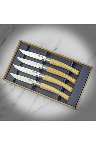 Opinel Chic 4'lü Et Bıçağı Seti - Dişbudak Ağacı Ash Wood Çok Renkli