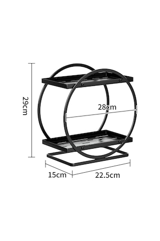 Sones 2 Katlı Kozmetik Sergileme Tepsisi Makyaj Düzenleyici Ve Saklama Şifonyer Banyo Siyah Ve Altın
