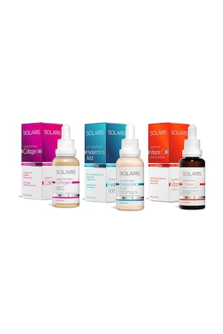 Solaris Kolajen Serum 30 ML + Hyaluronic Acid Serum 30 ML + Vitamin C Serum 30 ML